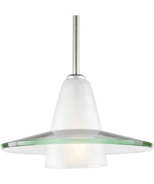 Modern Pendant  1-Light Clear Etched Glass Mini-Pendant Light Brushed Nickel