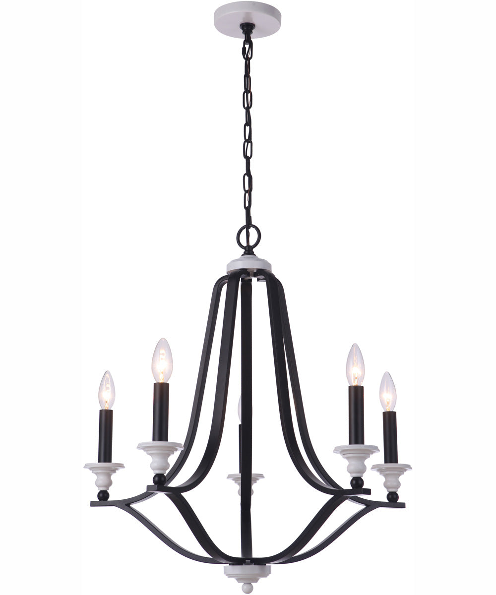 Esme 5-Light Chandelier Flat Black / Matte White