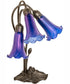 16" High Blue Tiffany Pond Lily 3 Light Accent Lamp