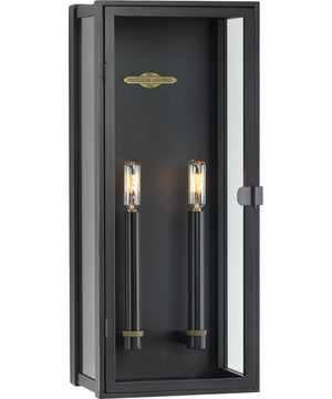 Stature 2-Light Clear Glass Transitional Style Large Outdoor Wall Lantern Oil Rubbed Bronze