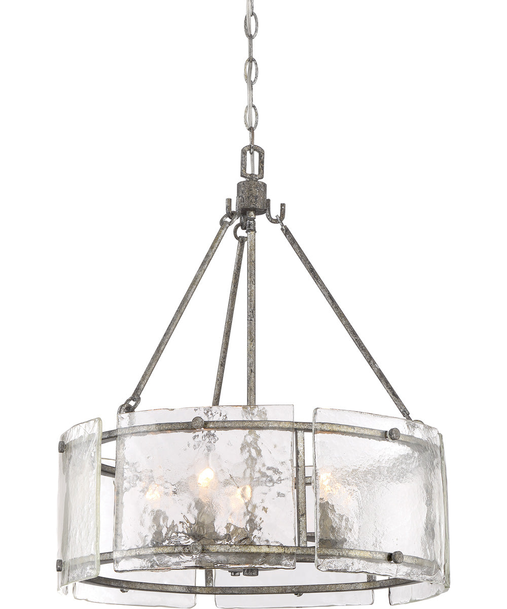 Fortress 5-light Pendant Mottled Silver