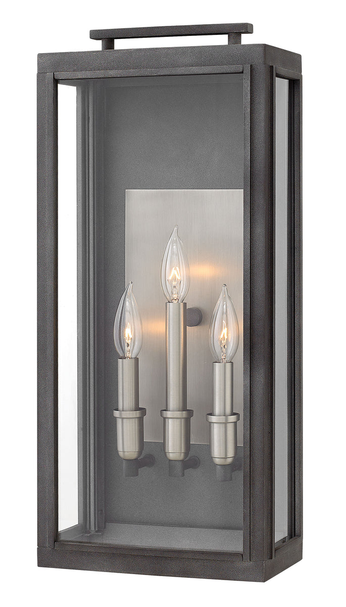 22"H Sutcliffe 3-Light Large Outdoor Wall Light in Aged Zinc