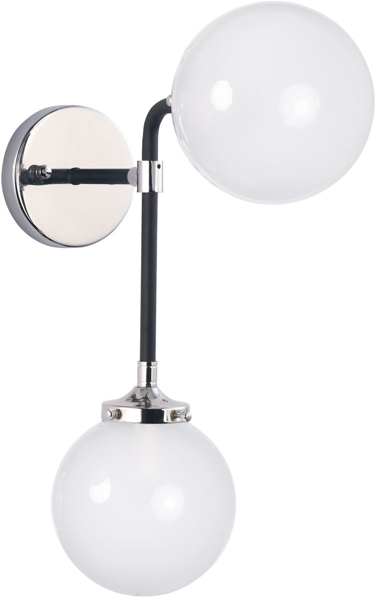 6"W Atom 2-Light Wall Sconce Black / Polished Nickel