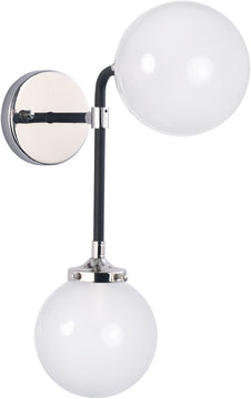 6"W Atom 2-Light Wall Sconce Black / Polished Nickel
