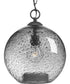 Malbec 1-Light Smoked Textured Glass Global Pendant Light Graphite