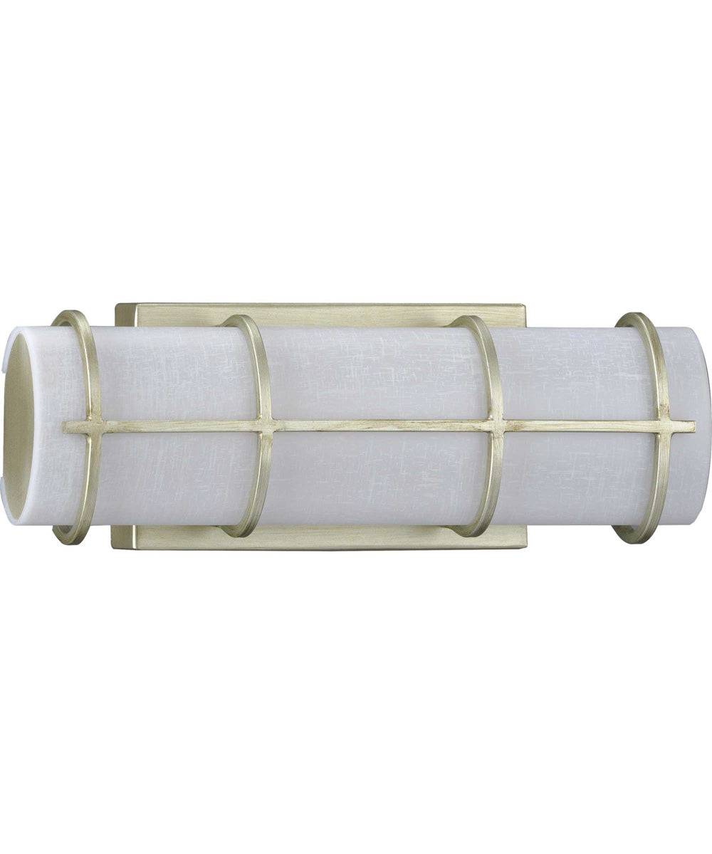 Grid LED 14-inch White Linen Acrylic Modern Style Bath Vanity Wall Light Silver Ridge