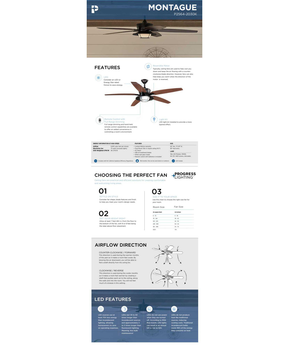 Montague 60" Indoor/Outdoor 5-Blade Ceiling Fan Antique Bronze