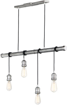 4"W Early Electric 4-Light Pendant Weathered Zinc