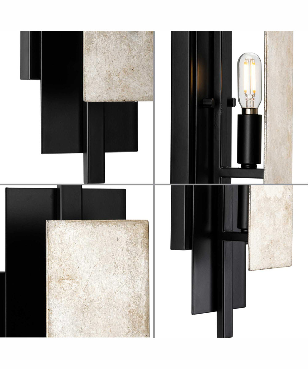 Lowery 1-Light Matte Black/Aged Silver Leaf Industrial Luxe Wall Sconce Matte Black