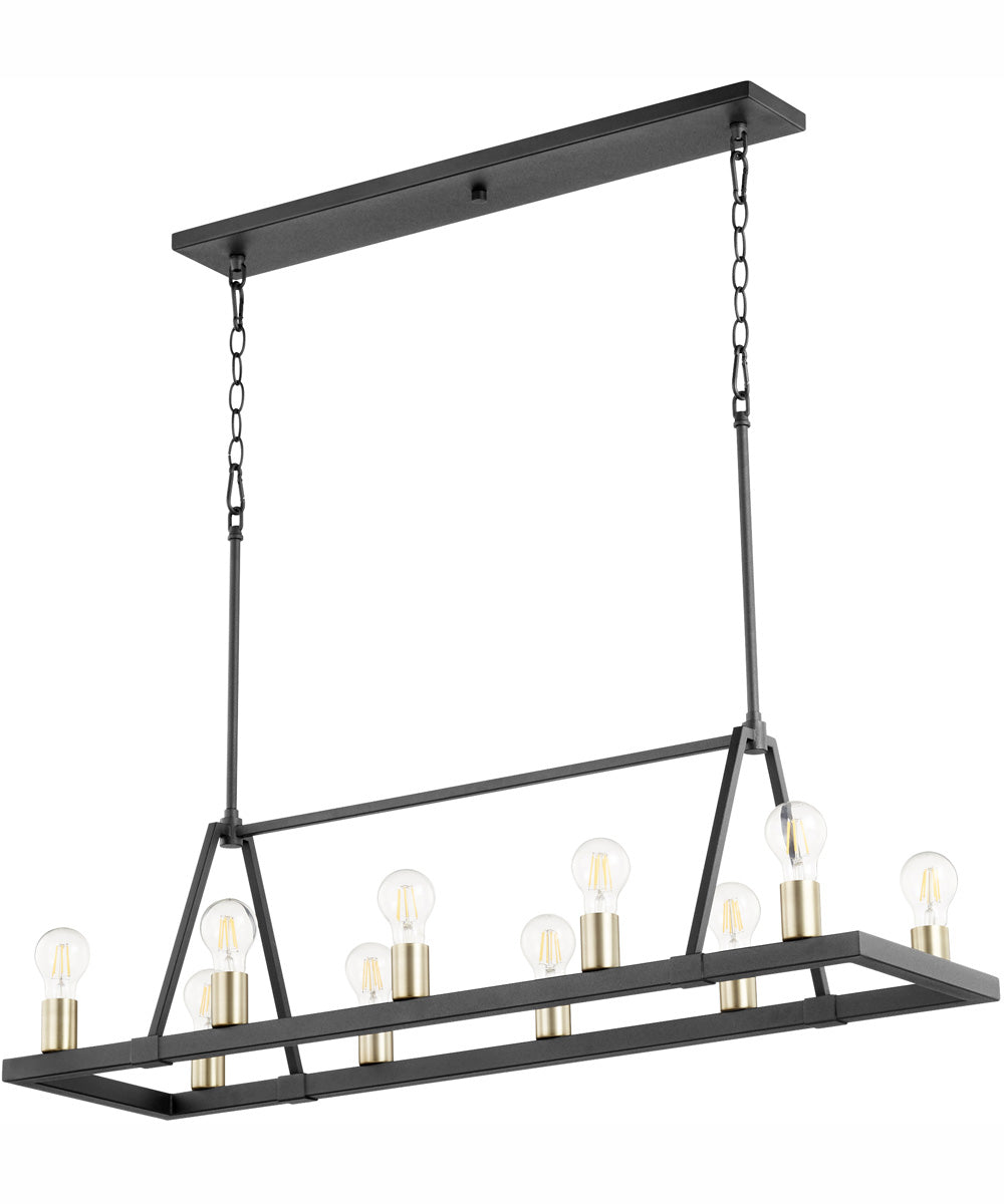 Paxton 10-light Chandelier Textured Black w/ Aged Brass
