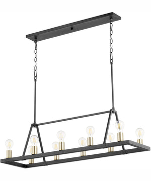 Paxton 10-light Chandelier Textured Black w/ Aged Brass