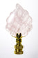 Rose Quartz Leaf Lamp Finial with Polished Brass Base 3"h