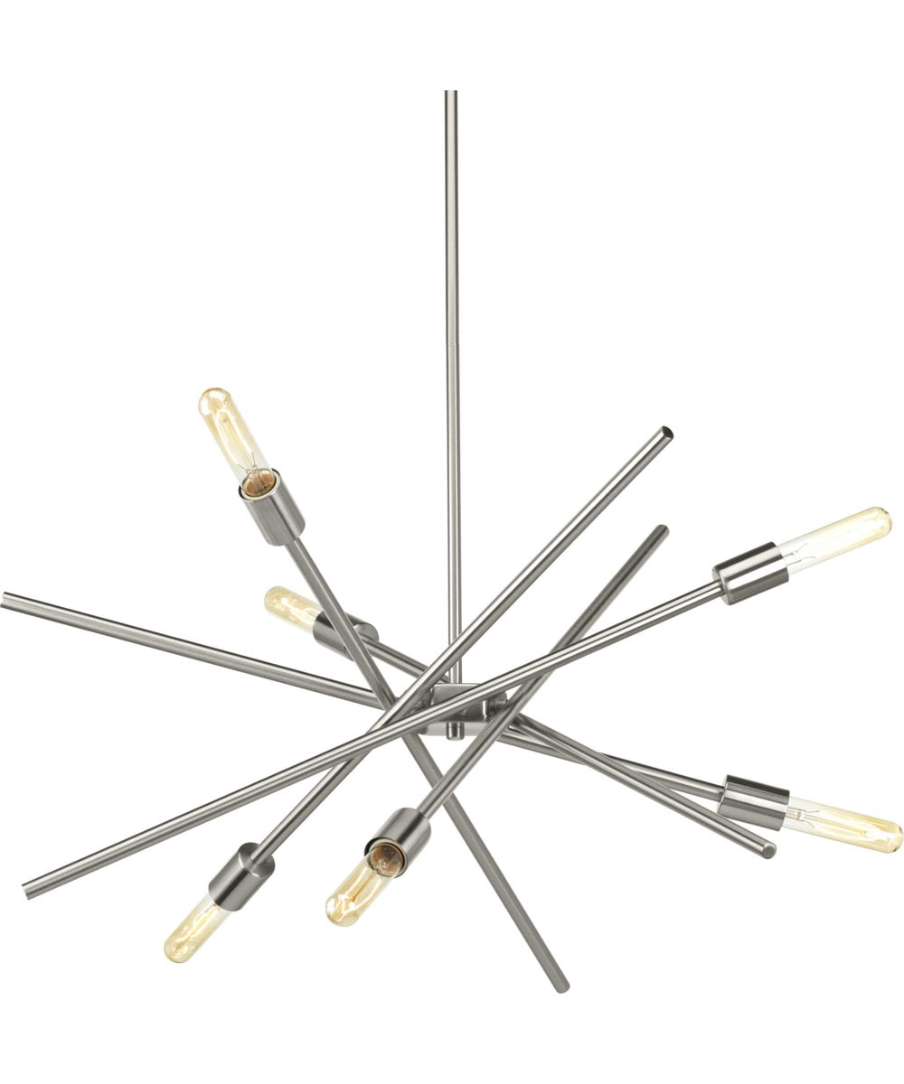Astra 6-Light Mid-Century Modern Chandelier Light Brushed Nickel