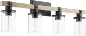 33"W Alpine 4-light Bath Vanity Light Noir w/ Driftwood finish