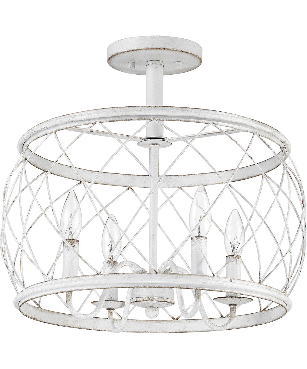 Dury Medium 4-light Semi Flush Mount Antique White