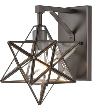 Moravian Star 1-Light Wall Sconce Oil Rubbed Bronze/Clear Glass - Small