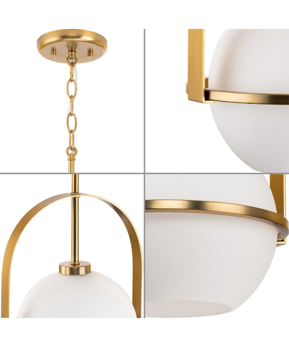 Delayne 1-Light Mid-Century Modern Etched Opal Glass Pendant Light Brushed Bronze