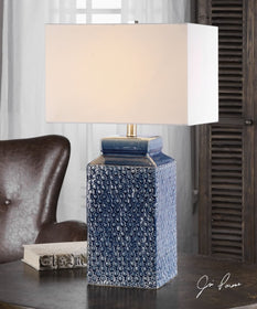 27"H Pero Sapphire Blue Lamp