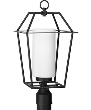 Chilton 1-Light New Traditional Etched Opal Glass Outdoor Post Light Textured Black