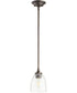 5"W Rossington 1-light Pendant Oiled Bronze w/ Clear/Seeded