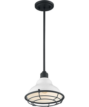 10"W Newbridge 1-Light Pendant Gloss White / Black Accents