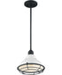 10"W Newbridge 1-Light Pendant Gloss White / Black Accents