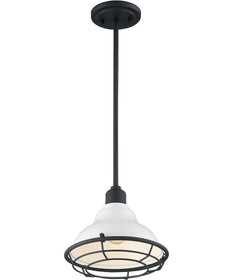 10"W Newbridge 1-Light Pendant Gloss White / Black Accents