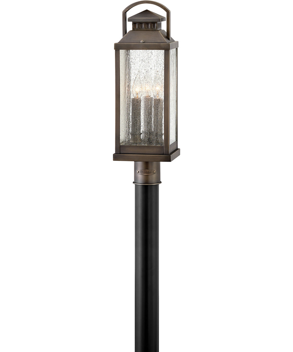 Revere 3-Light Medium Outdoor Post Top or Pier Mount Lantern in Blackened Brass