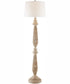Garo 1-Light Floor Lamp Brushed Wood Finished/White Linen
