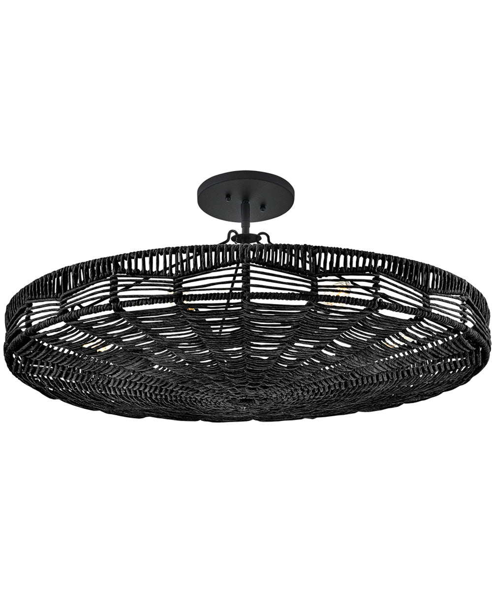 Ophelia 6-Light Medium Convertible Pendant in Black with Black Natural Shade