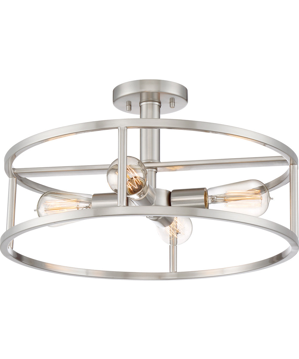 New Harbor Large 4-light Semi Flush Mount Brushed Nickel