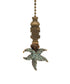 Starfish with Aagean Blue Glass Ceiling Fan Pull, 2.25"h with 12" Antiqued Brass Chain