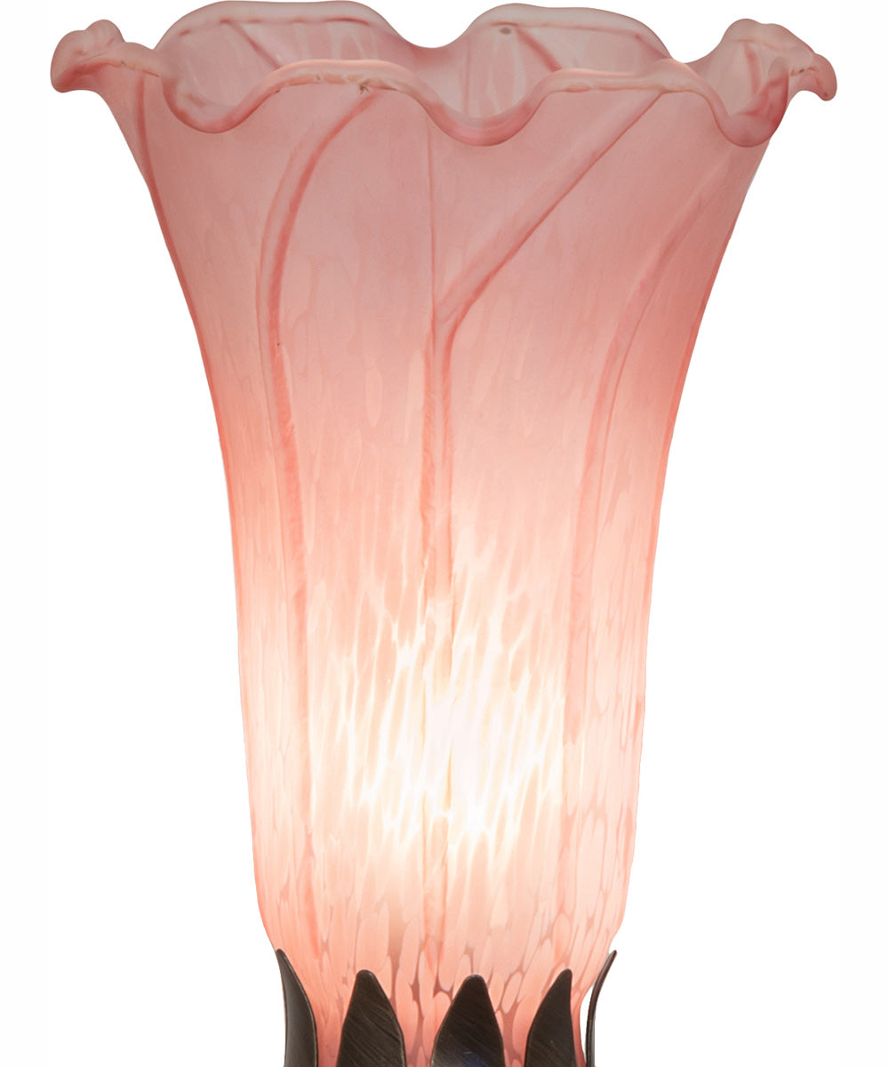 15" High Pink Tiffany Pond Lily Nouveau Lady Accent Lamp