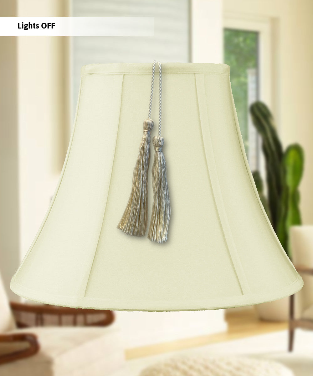 18"W x 14"H  Bell Shantung Lamp Shade Tassel Eggshell