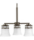 Cascadia 3-Light Etched Glass Coastal Chandelier Light Antique Bronze