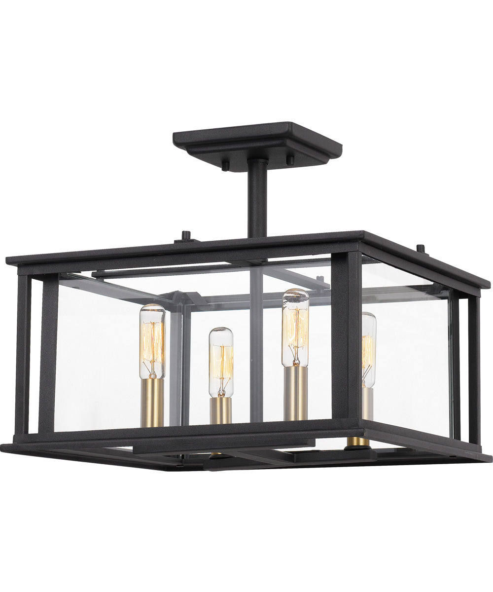 Citadel Medium 4-light Semi Flush Mount Earth Black