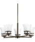 Cascadia 5-Light Etched Glass Coastal Chandelier Light Antique Bronze