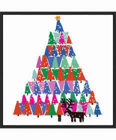 Framed Christmas Tree by Jenny Frean Canvas Wall Art Print (30  W x 30  H), Sylvie Black Frame