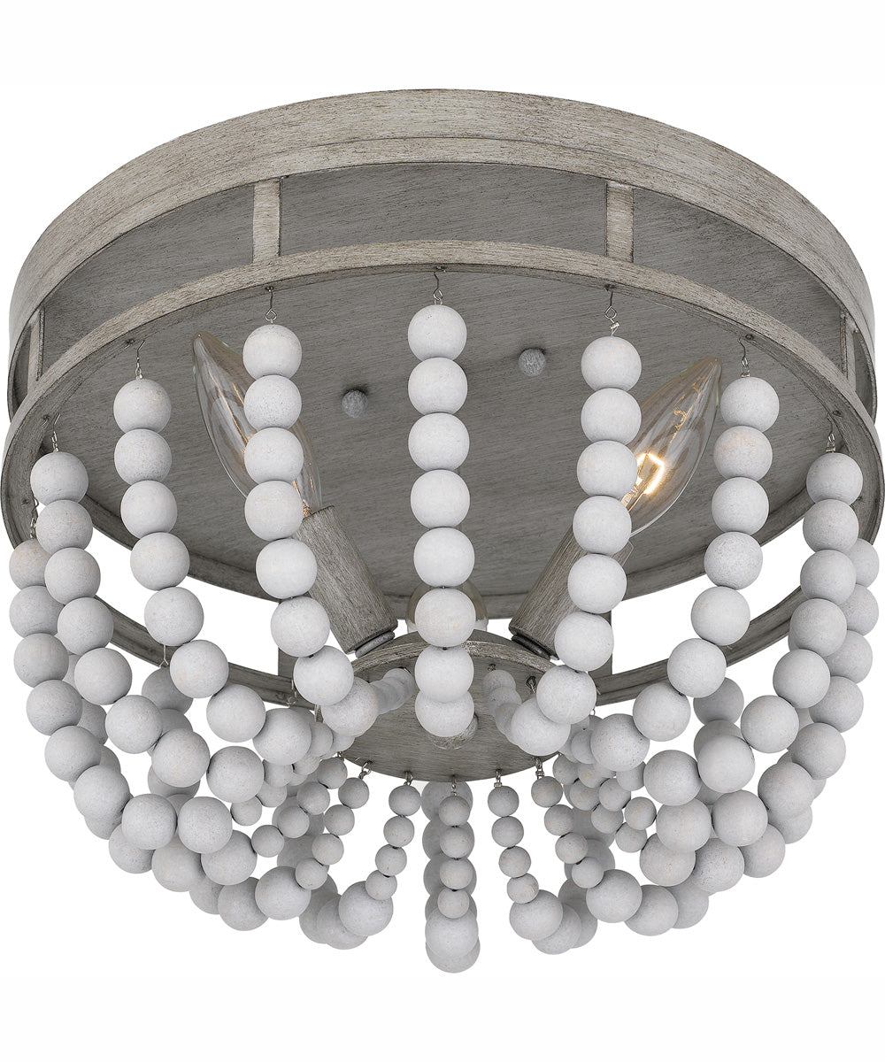 Quoizel Flush Mount Medium 3-light Flush Mount Weathered White Maple