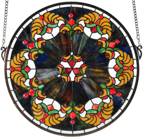18"H Middelton Medallion Glass Window Brown