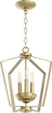 13"W 3-light Entry Foyer Hall Chandelier Aged Brass