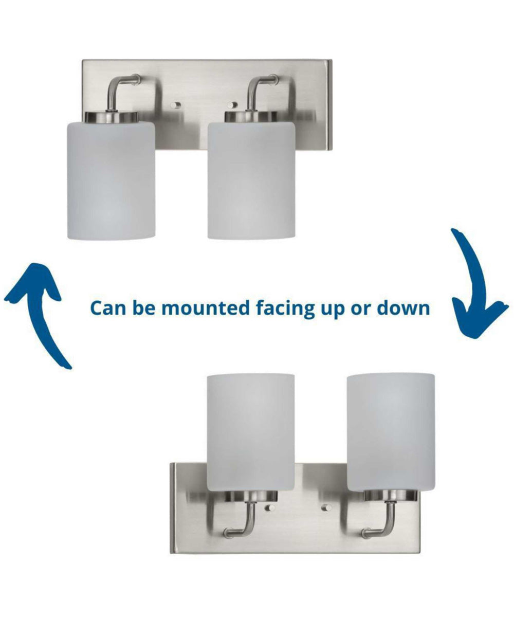 Merry 2-Light Etched Glass Transitional Style Bath Vanity Wall Light Brushed Nickel