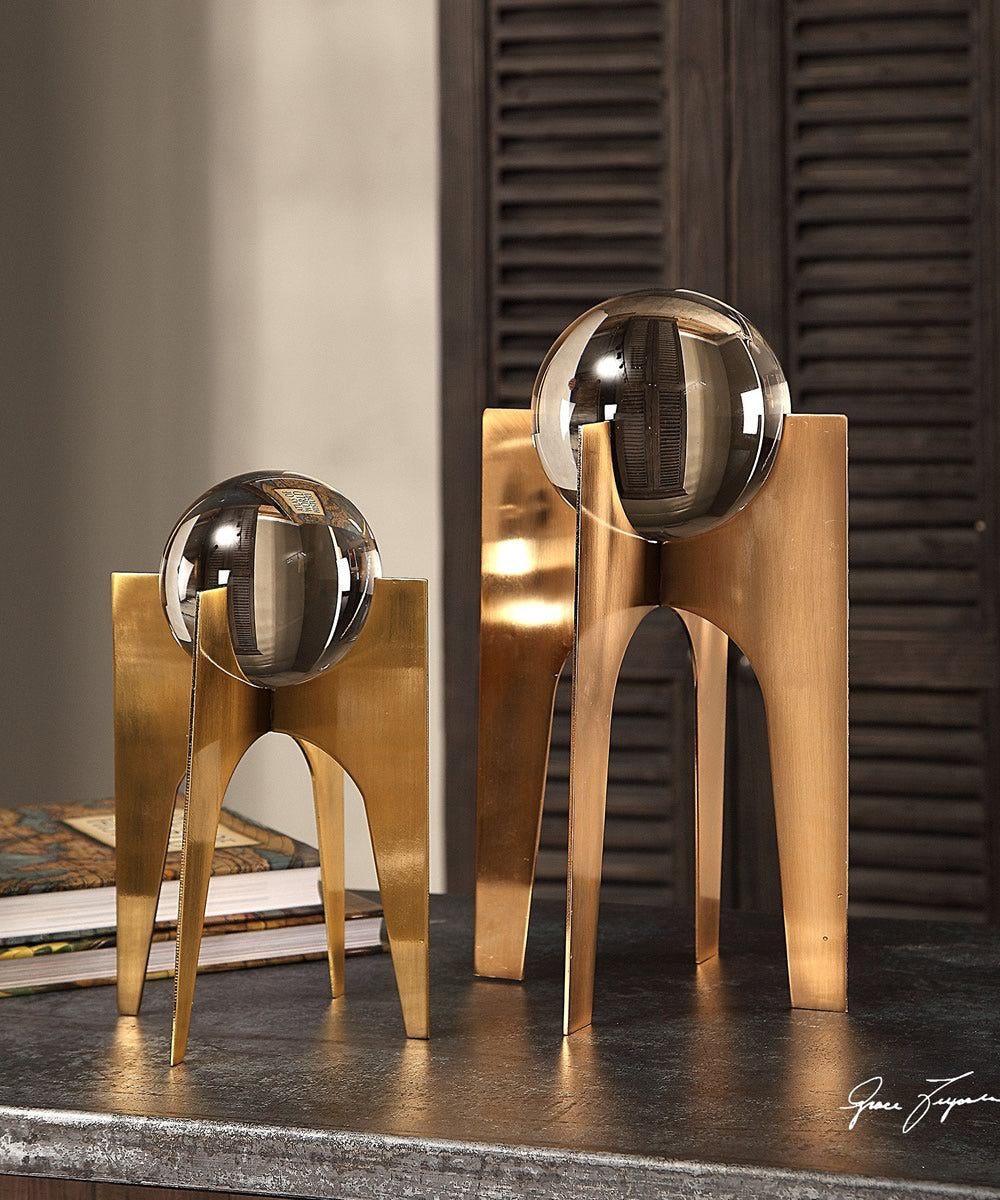 16"H Ellianna Crystal Spheres Set of 2