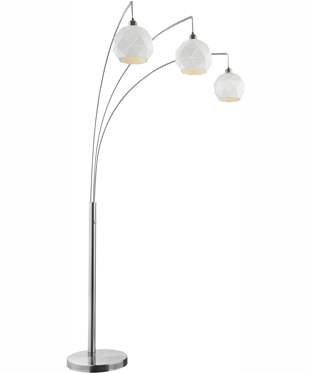 Pandora 3-Light 3-Light Arch Lamp Brushed Nickel/White Metal Cut Shade