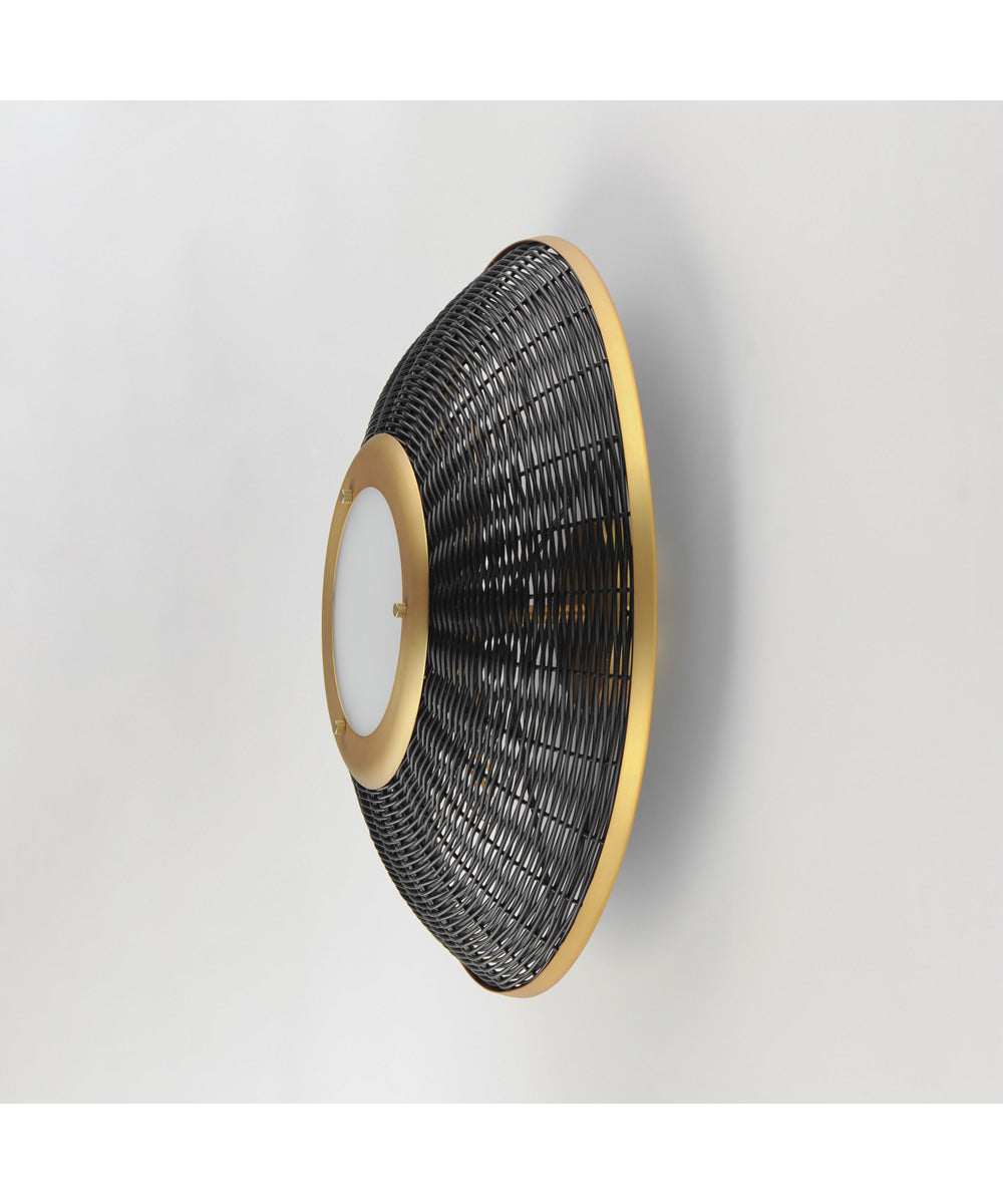 Rattan 20 inch Wall Sconce/Semi Flush Mount Natural Aged Brass