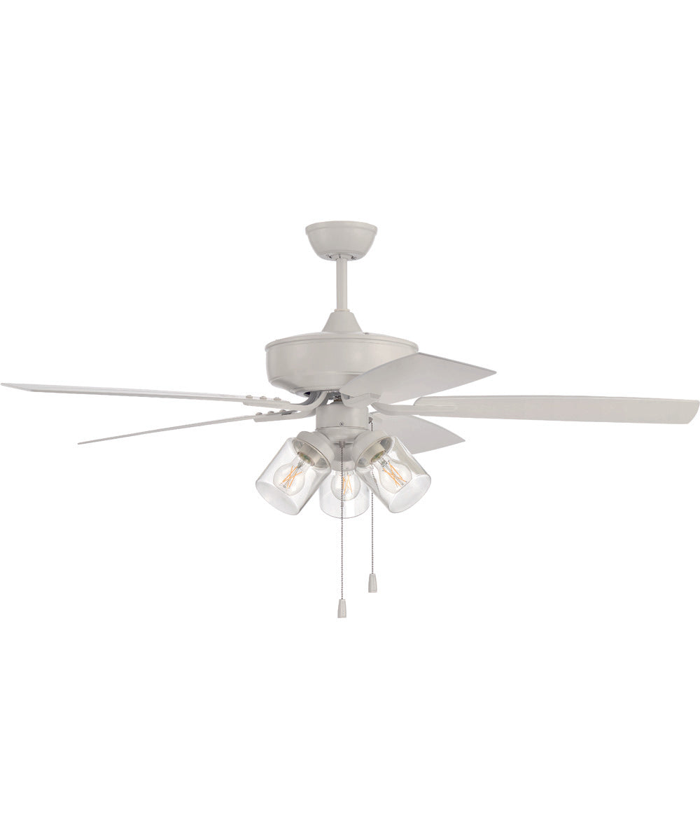 52" Outdoor Pro Plus 104 Clear 3-Light Indoor/Outdoor Ceiling Fan White