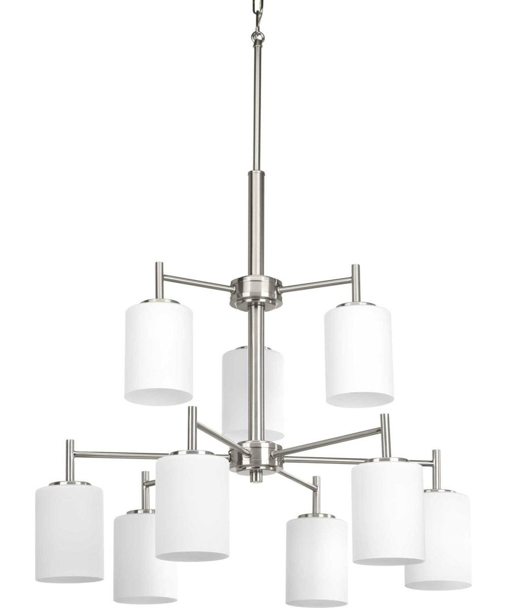 Replay 9-Light Etched Glass Modern Chandelier Light Brushed Nickel