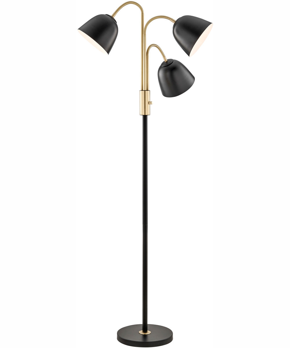 Stark 3-Light 3-Light Floor Lamp Antique Brass/Black
