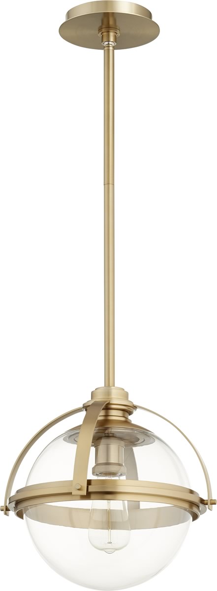 13"W 1-light Pendant Aged Brass