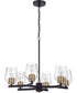 Avante Grand 6-Light Chandelier Flat Black/Satin Brass